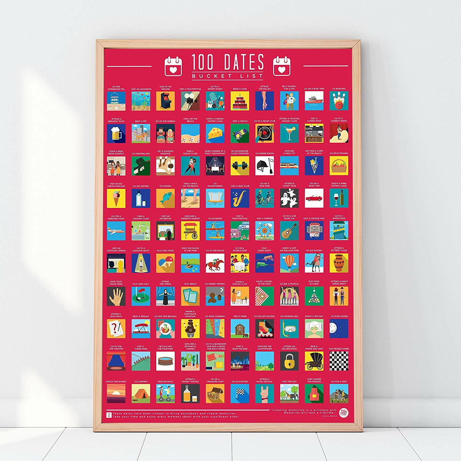 100 Dates Bucket List Scratch Poster