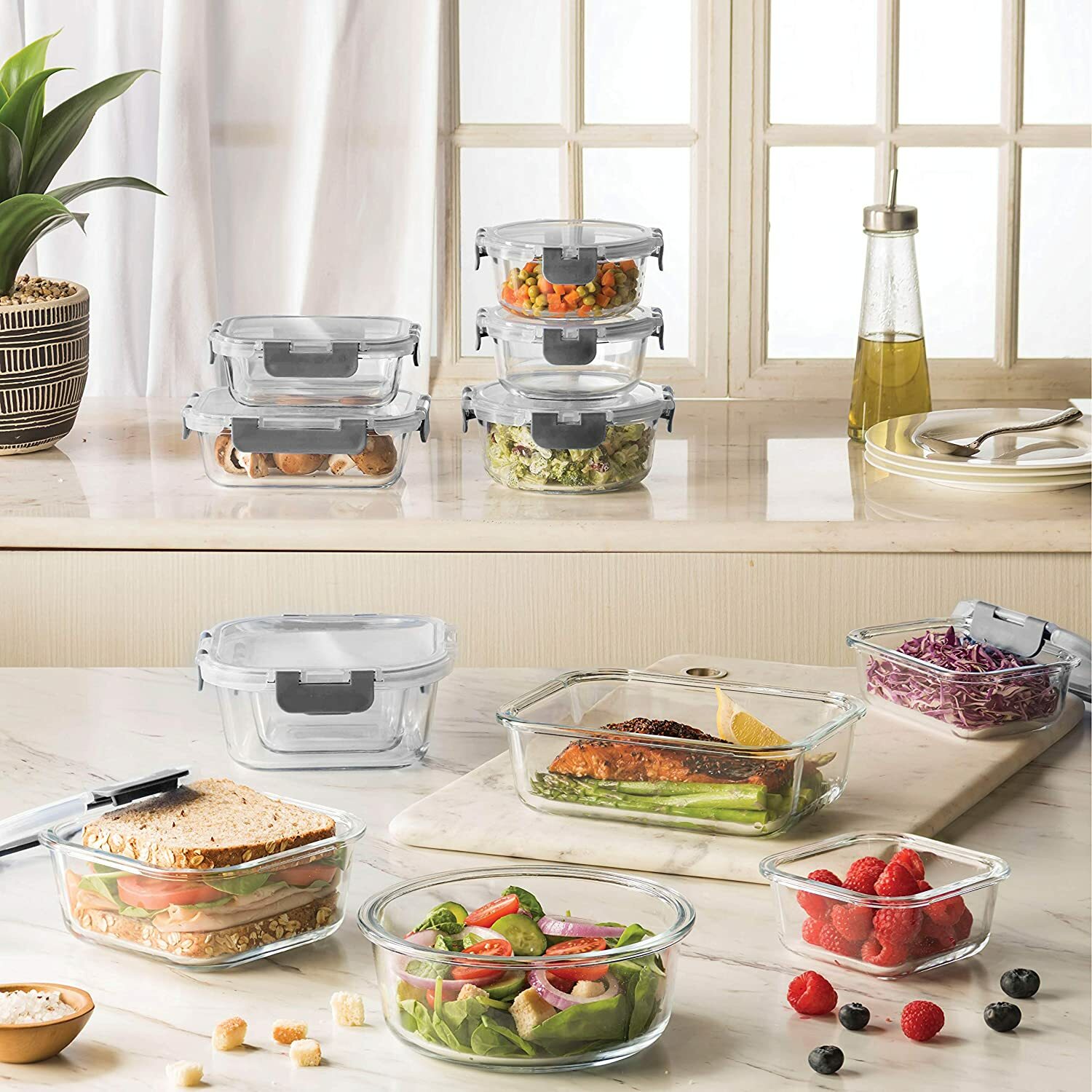 24-Piece Superior Glass Food Storage Containers Set 