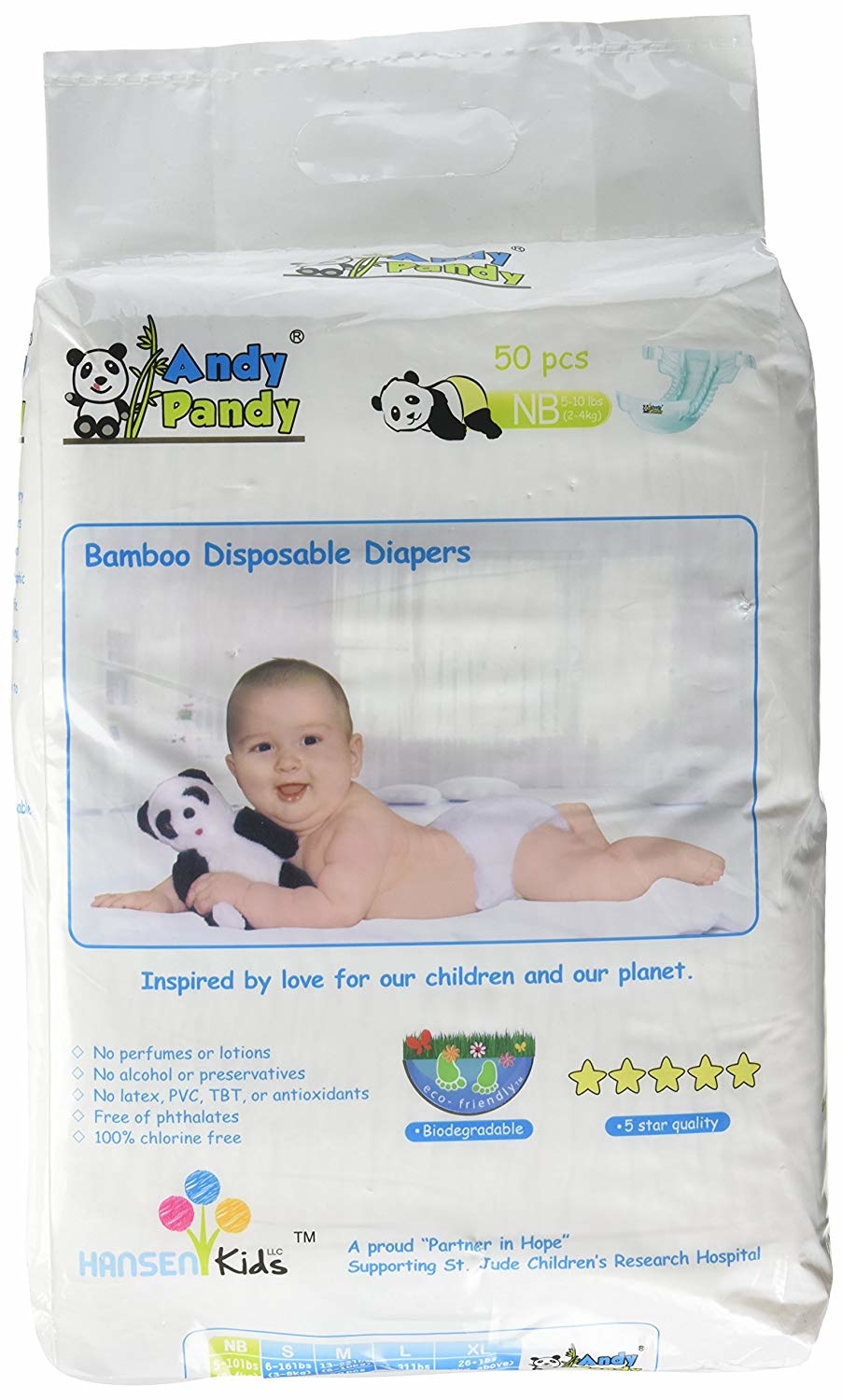 Andy Pandy Biodegradable Bamboo Disposable Diapers