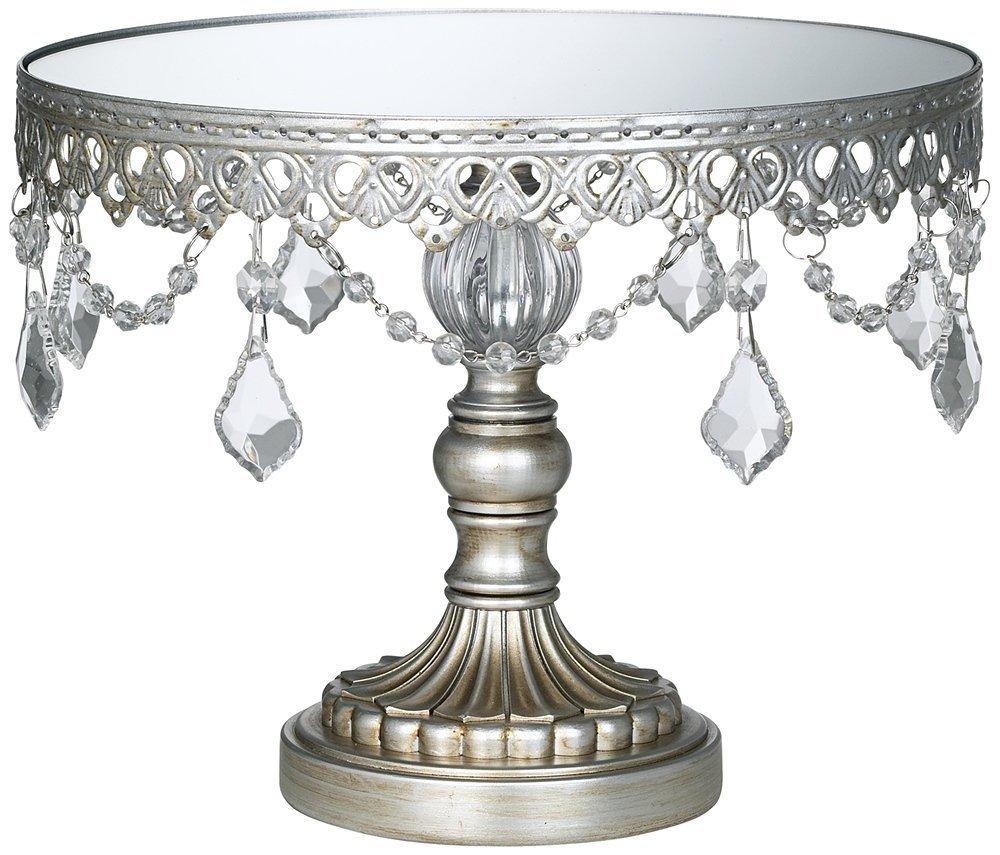 Antique Silver Beaded Round Cake Stand