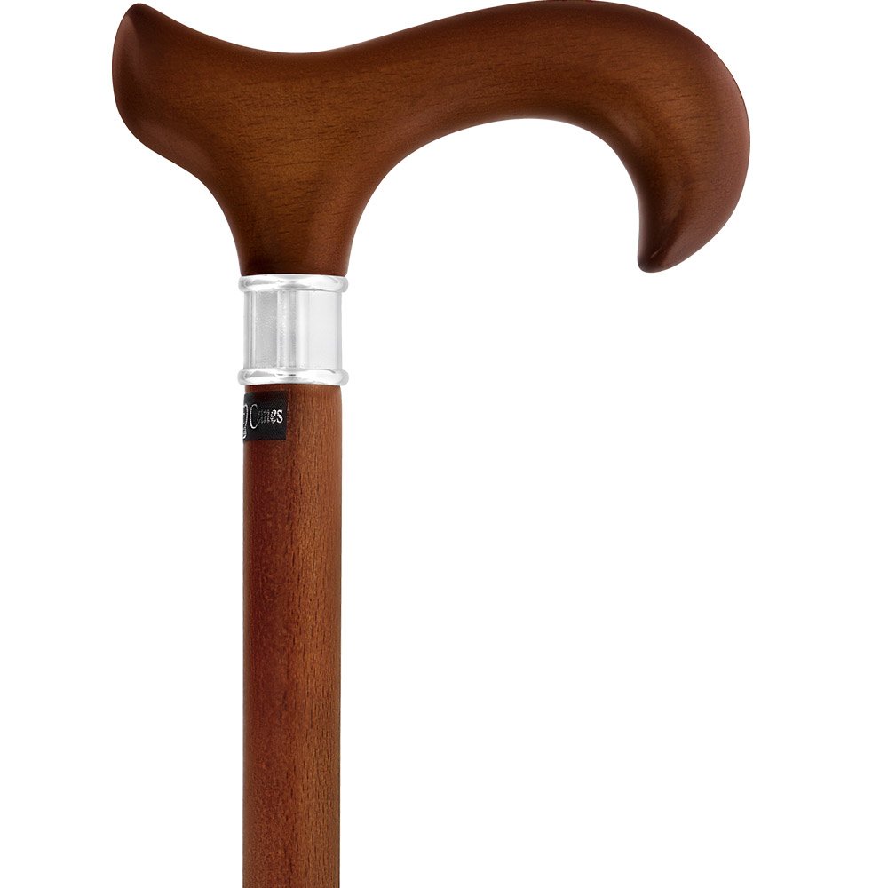 Beechwood Derby Walking Cane with Stainless Steel Collar