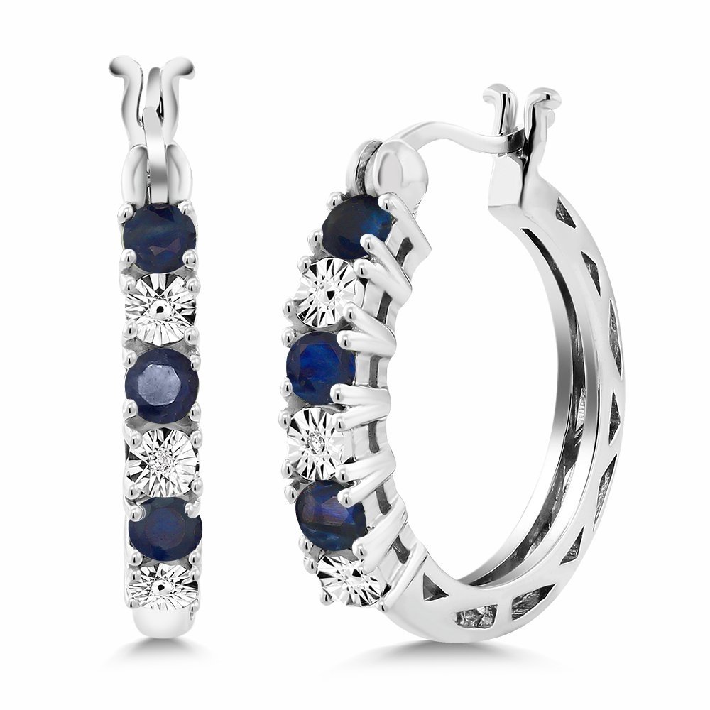 Blue Sapphire & White Diamond Accent Earrings