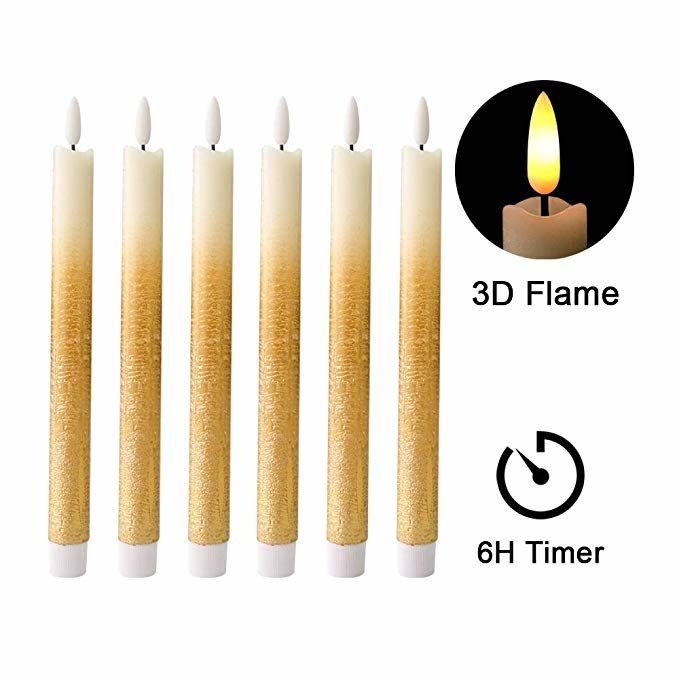 Center Pieces�Flameless Taper Candles with Timer Set of 6