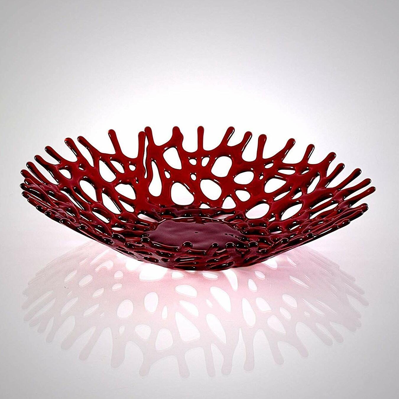 Coral Fruit Bowl in Deep Ruby Red