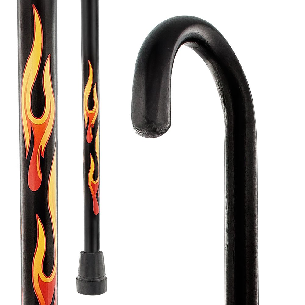 Dr Gregory House Flame Tourist Walking Cane - Black Beechwood Shaft