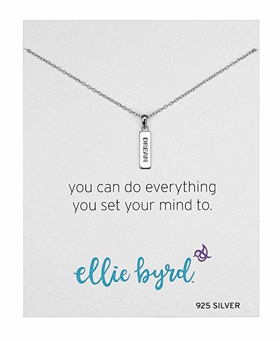 Ellie Byrd Sterling Silver Vertical Bar Sentiment Faith Necklace