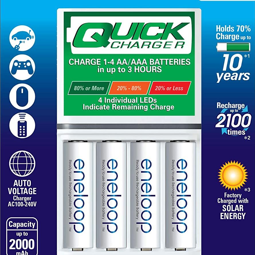 Eneloop Original  Quick Charger with 4 AA Rechargeable Batteries