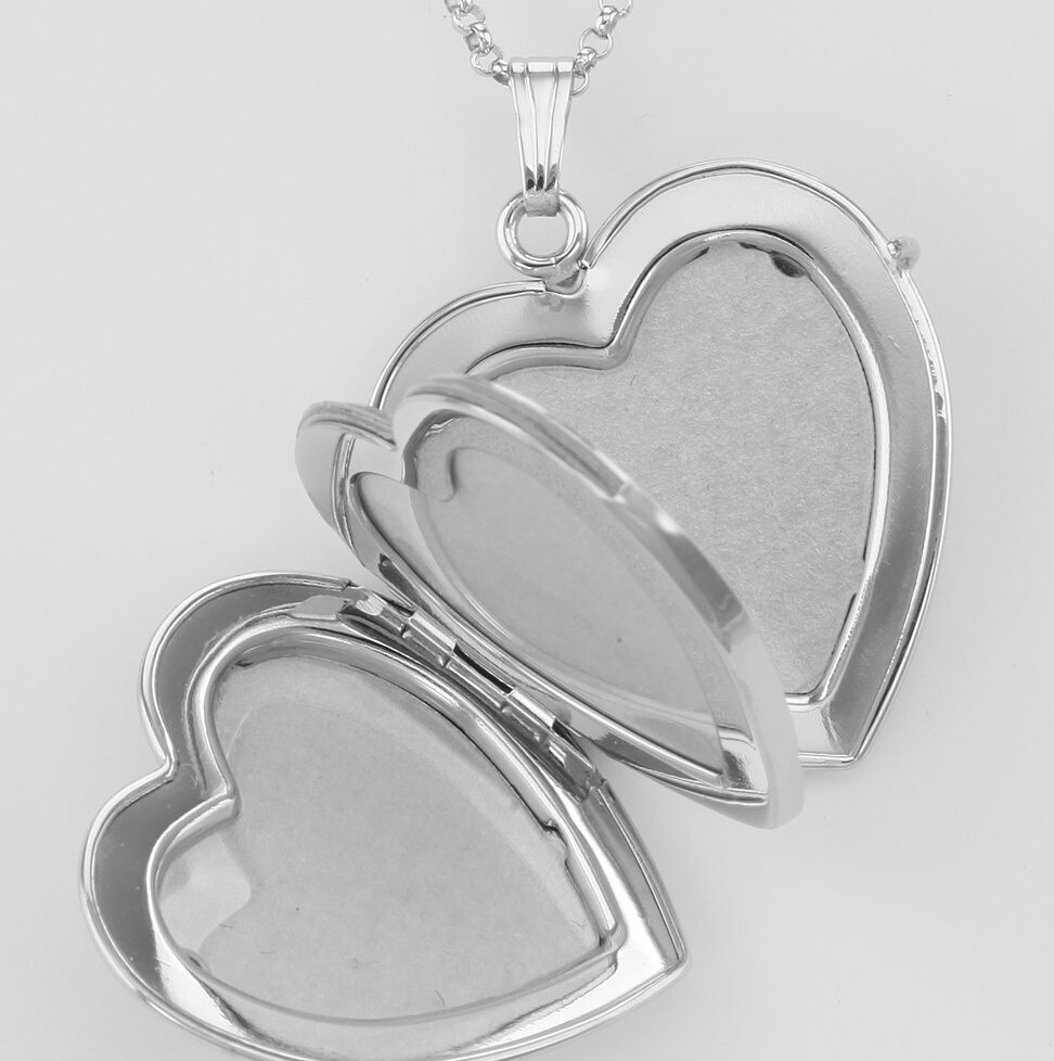 Four-Picture Silver Heart Locket Necklace