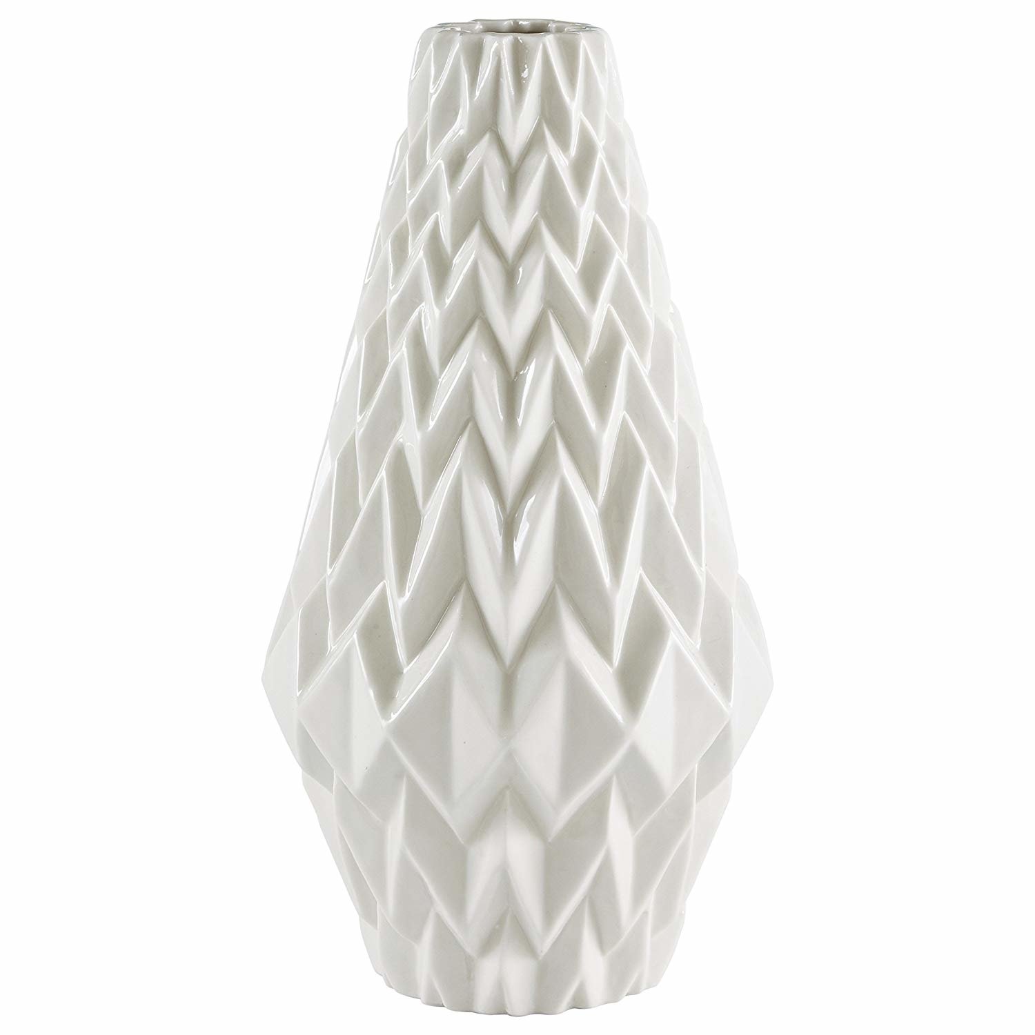 Geometric Pattern Stoneware Vase