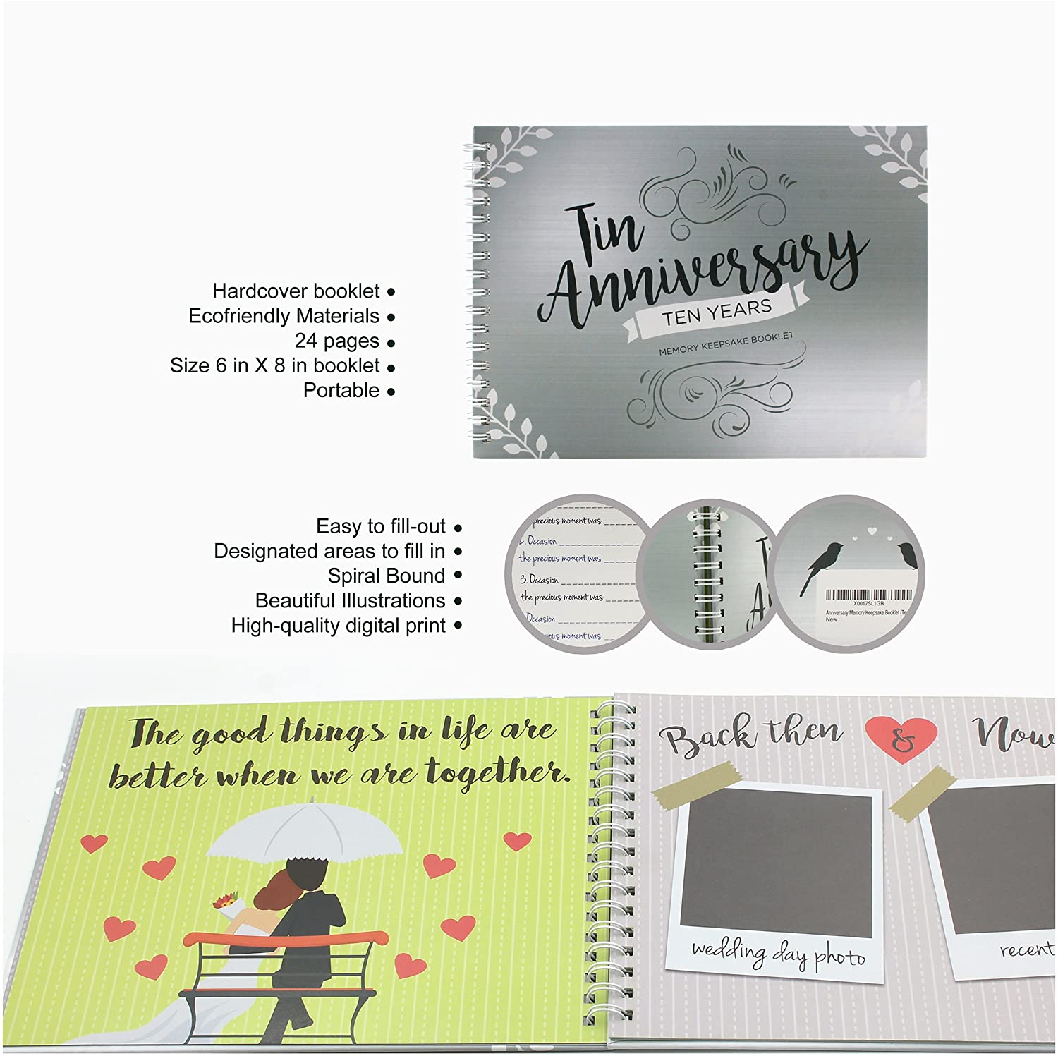  10th Wedding Anniversary Memory Book with Stickers