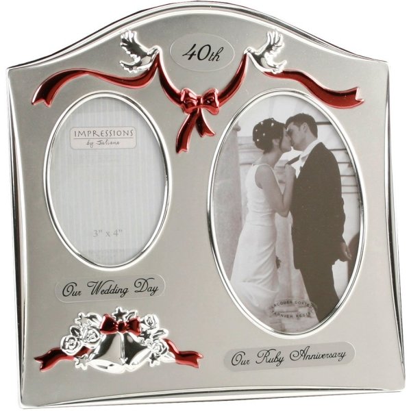 40th Ruby Wedding Anniversary Double Picture Frame