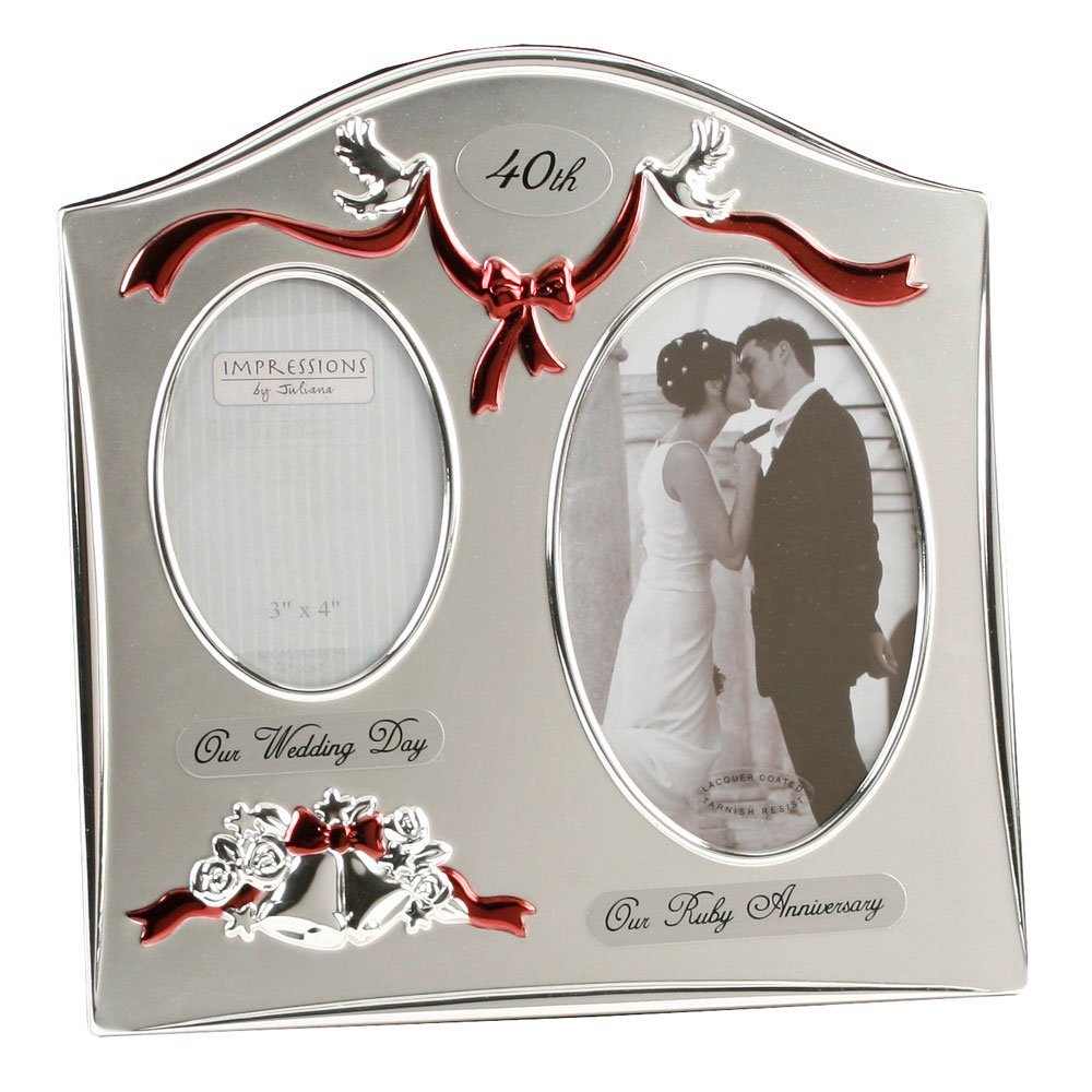 40th Ruby Wedding Anniversary Double Picture Frame