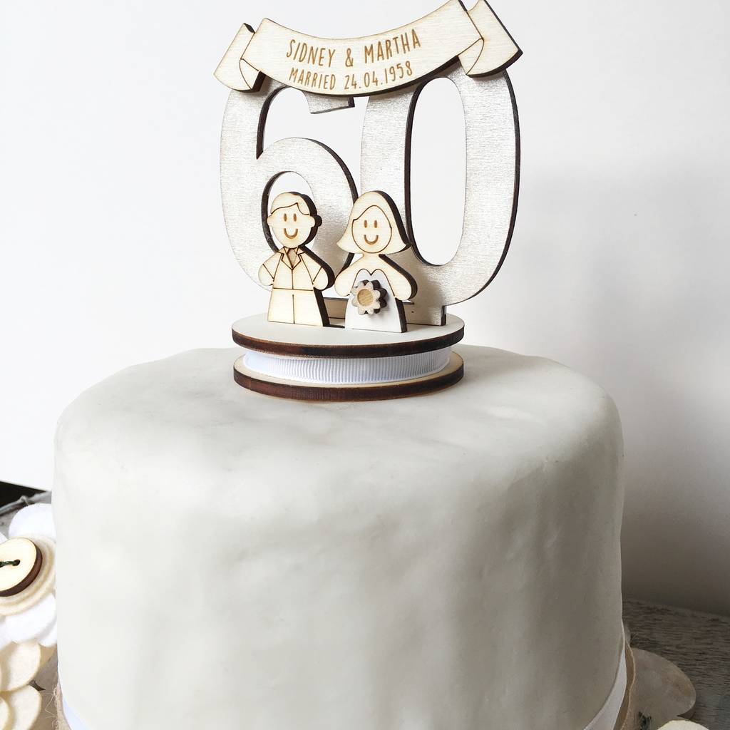 60 Diamond Years Anniversary Acrylic Cake Topper