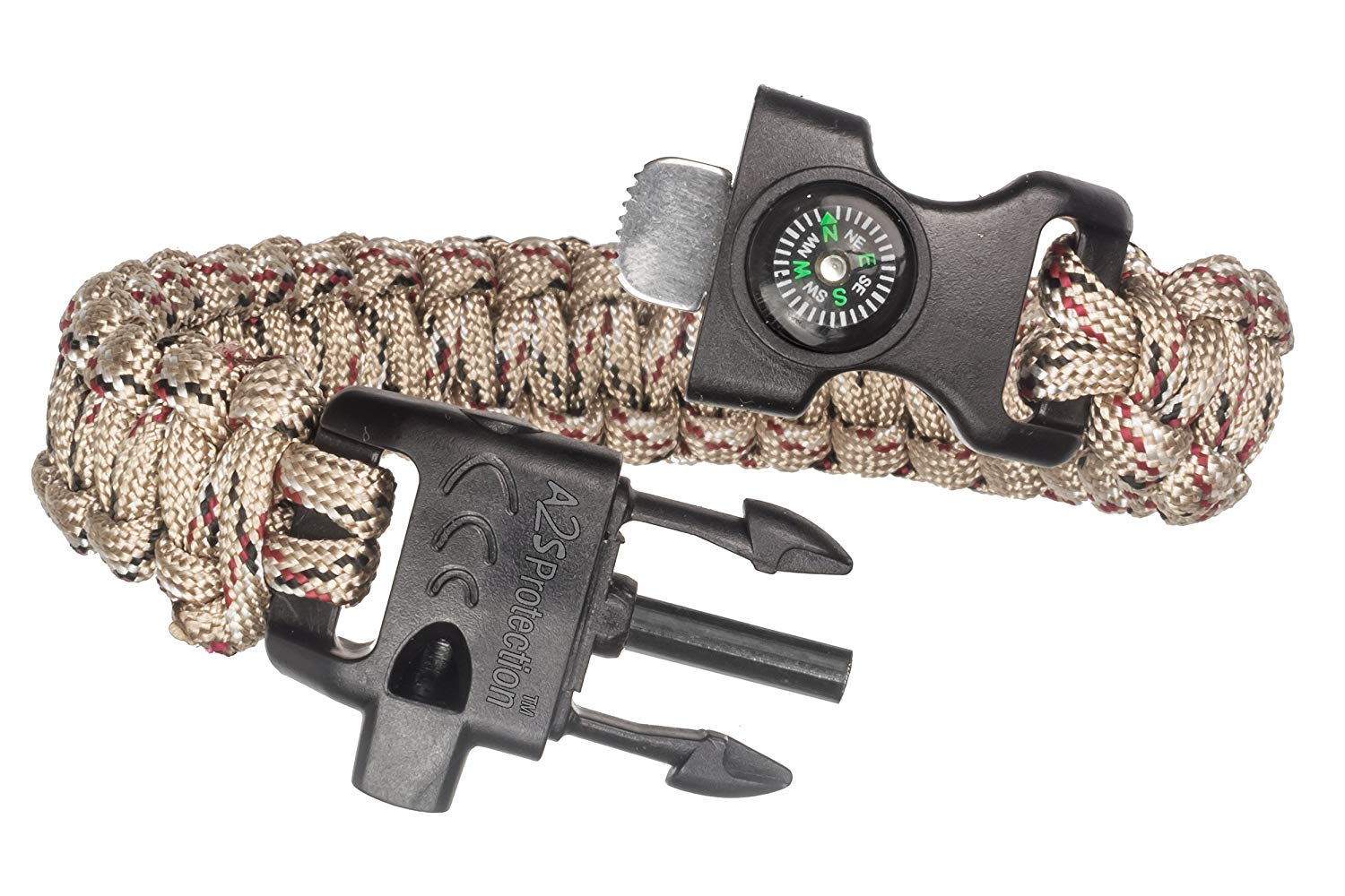 A2S Protection Paracord Bracelet  with Embedded Compass