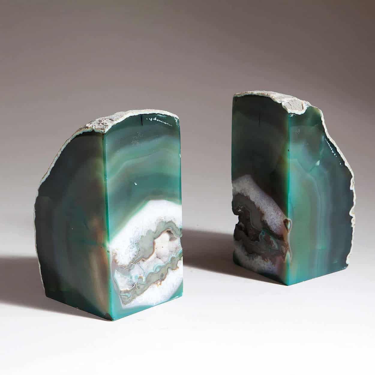 Agate Emerald Bookends