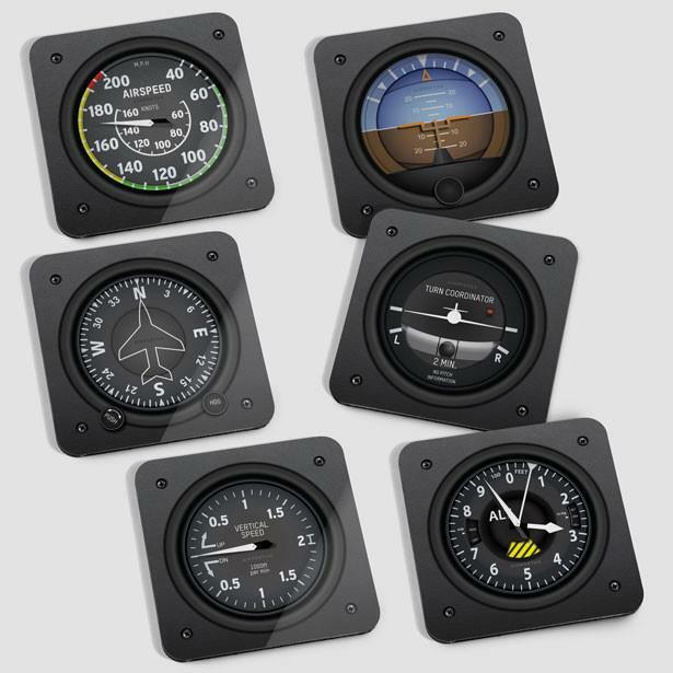 Airplane Instrument Coasters Set