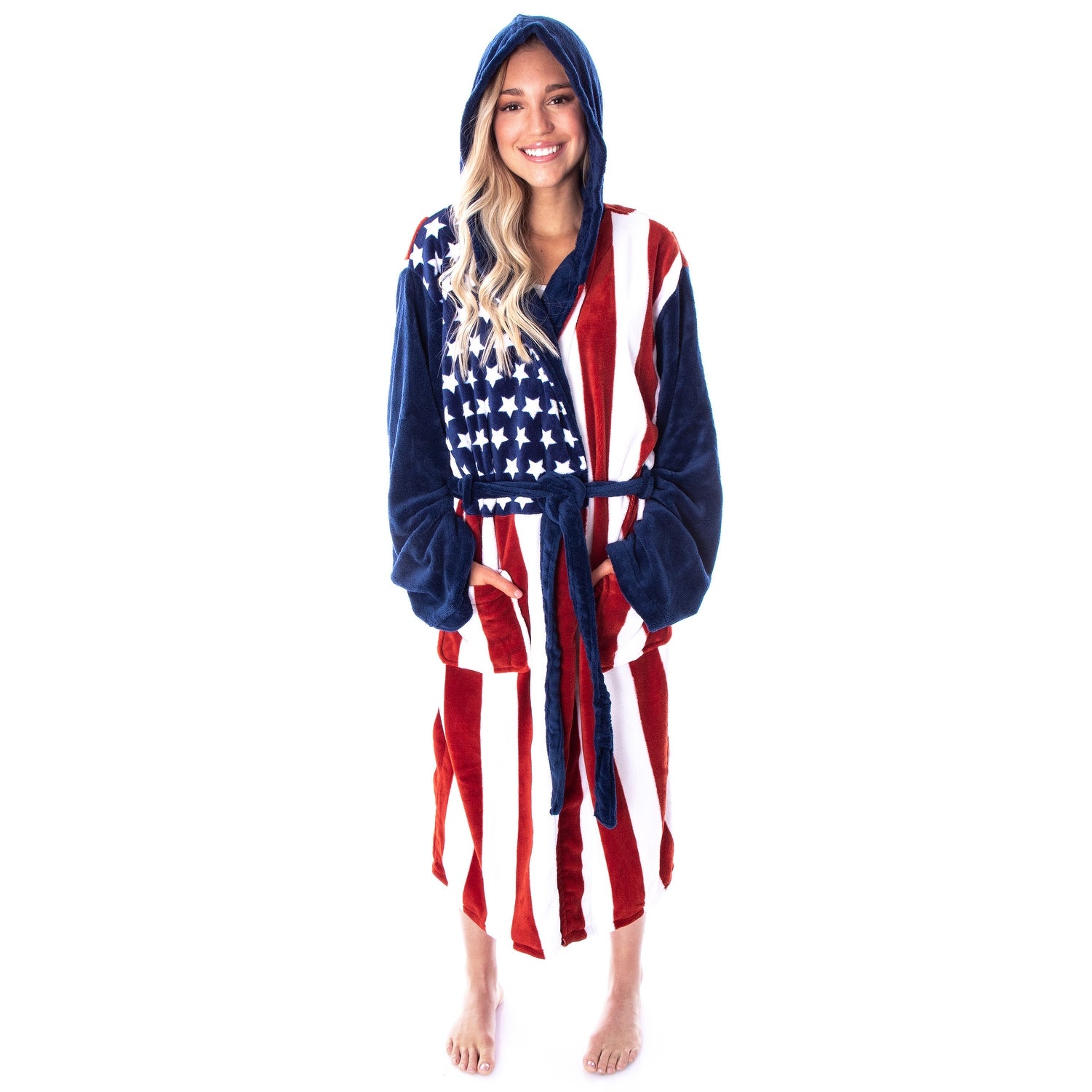 American Flag Adult Fleece Bathrobe