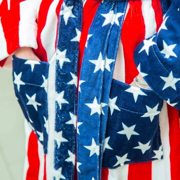 American Flag Adult Fleece Bathrobe