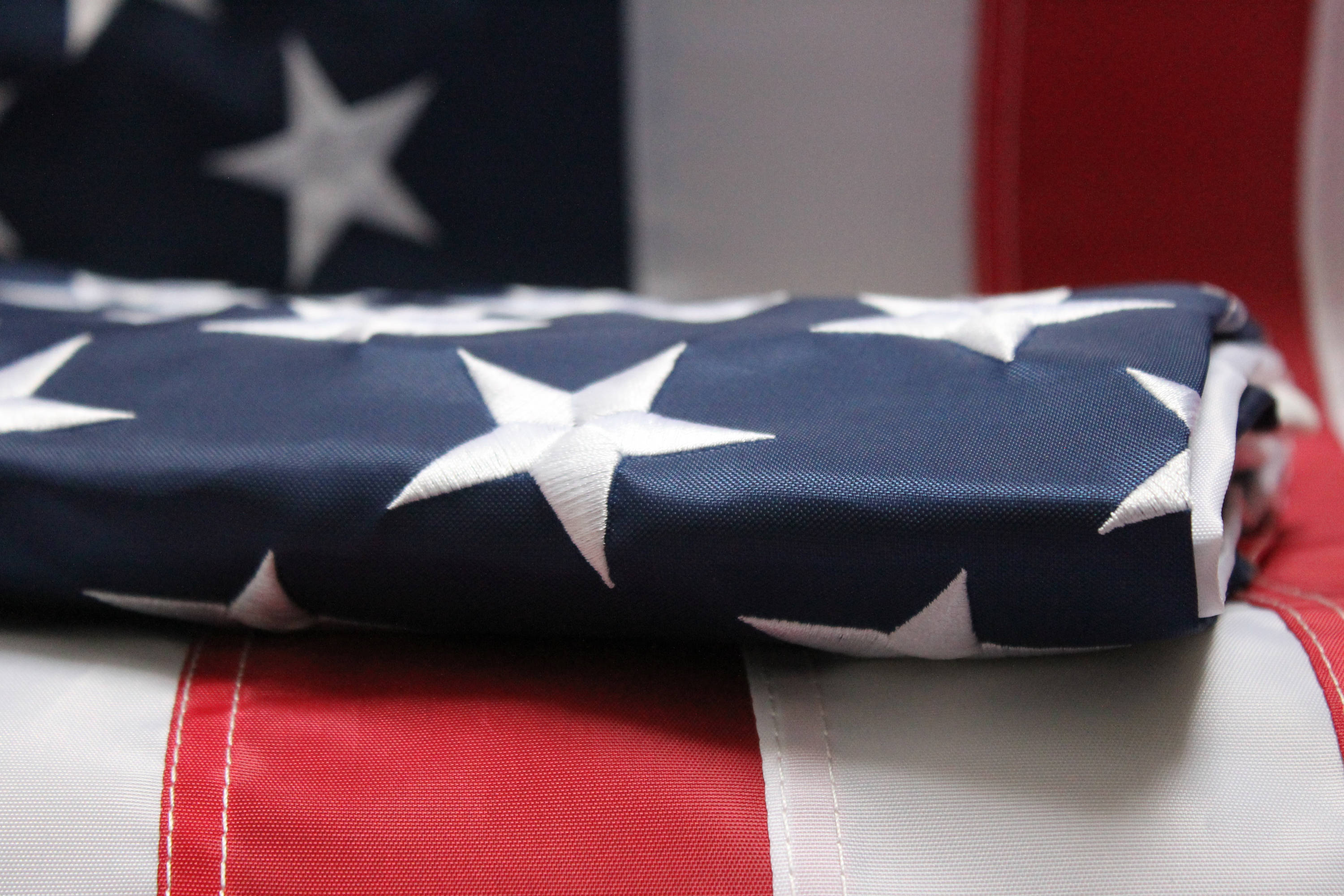 American Flag with Embroidered Stars and Stripes