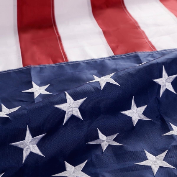 American Flag with Embroidered Stars and Stripes