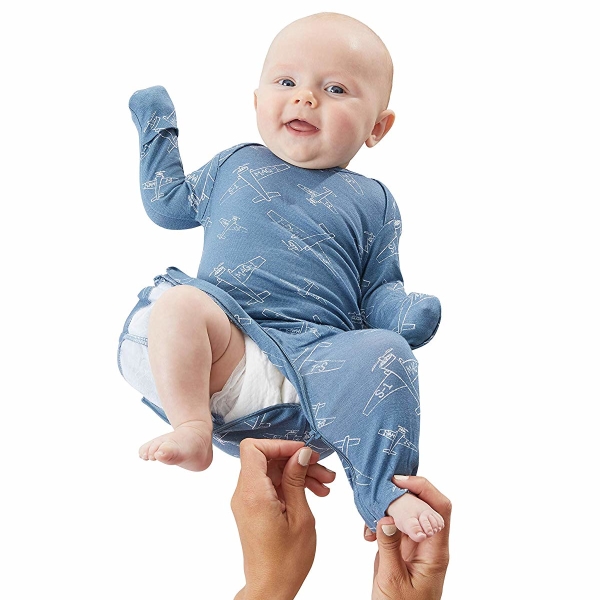 Baby Pajamas with Inseam Zipper for Quicker and Easier Diaper Changes