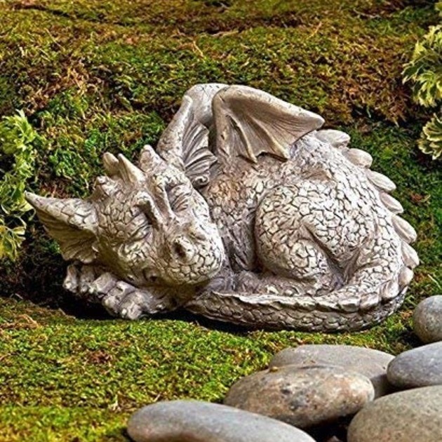 Baby Sleeping Dragon Garden Sculpture
