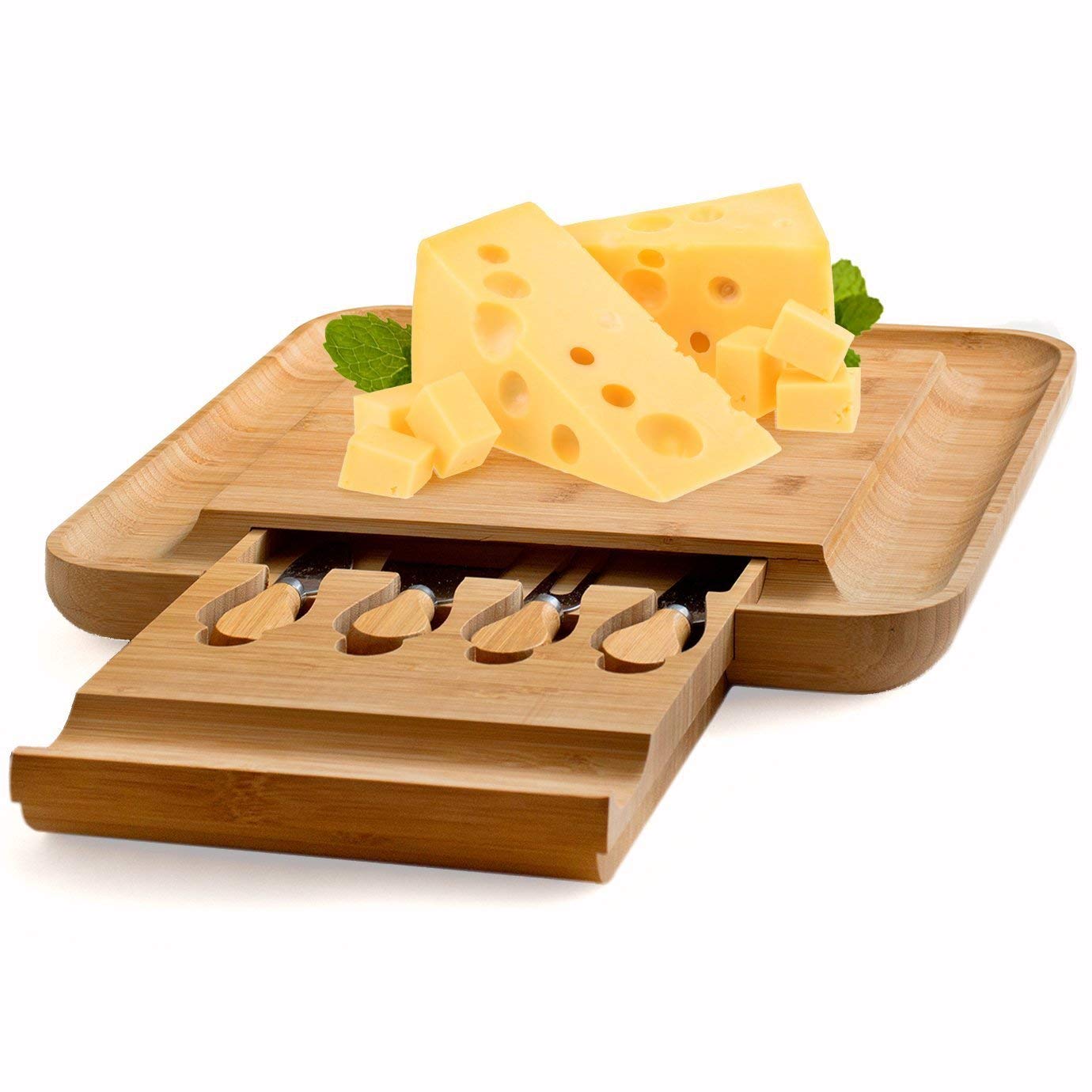 Bamboo Cheese Board with Cutlery Set