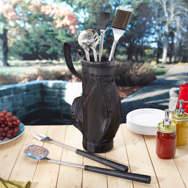 BBQ Tools in Black Golf Bag