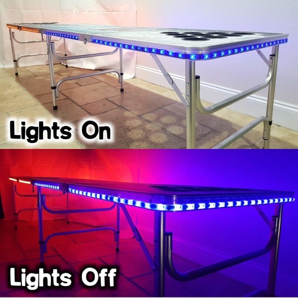 Beer Pong Table with LED Lights, Dry Erase Surface & More