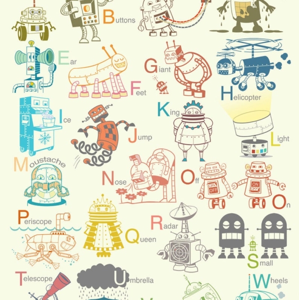 Big Robot Alphabet Art Print