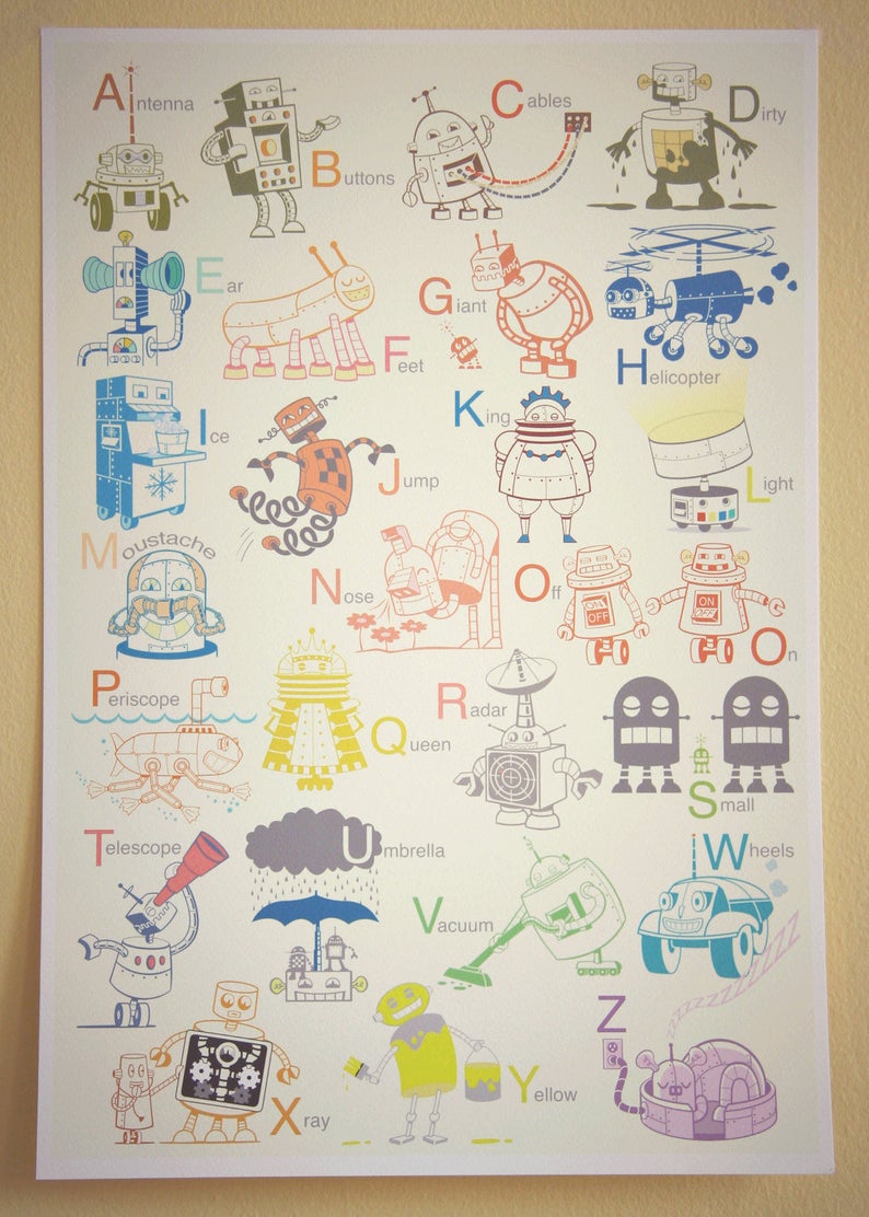 Big Robot Alphabet Art Print