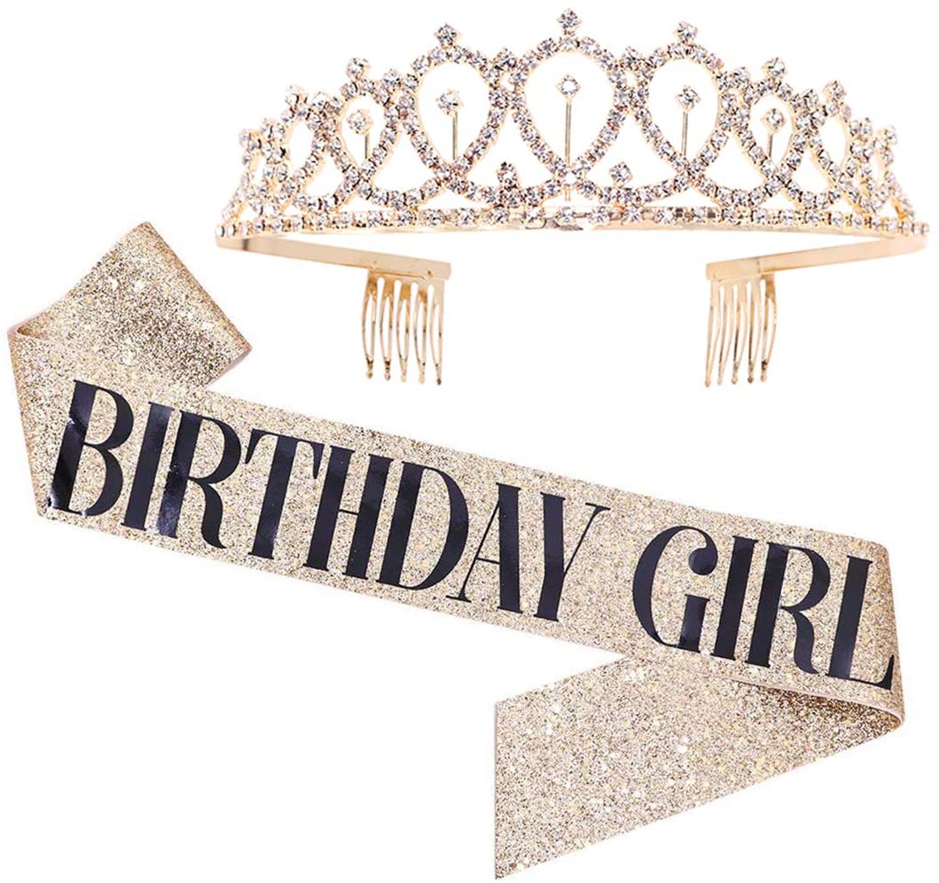  Birthday Girl Sash & Rhinestone Tiara Kit