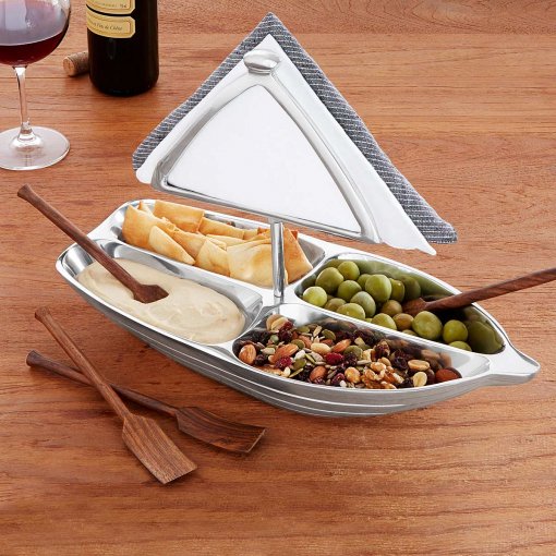 Boat Serving Bowl with Utensils