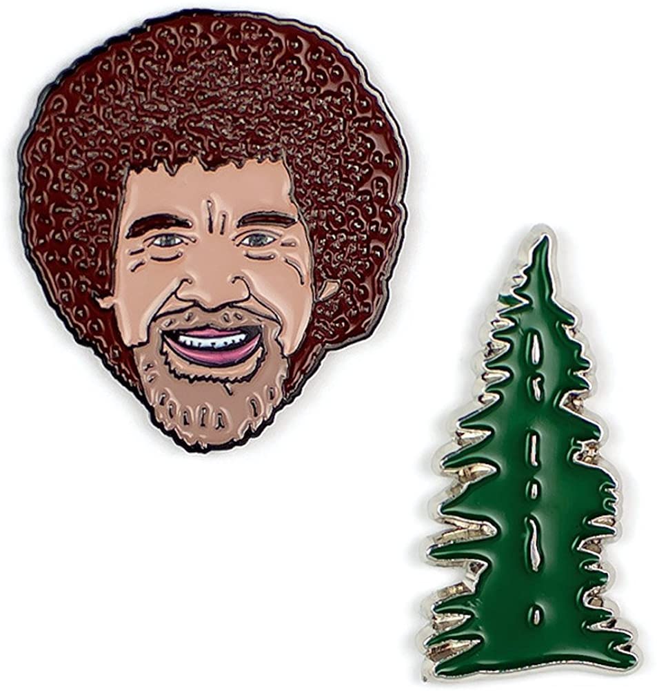 Bob Ross and Happy Tree Enamel Pin Set