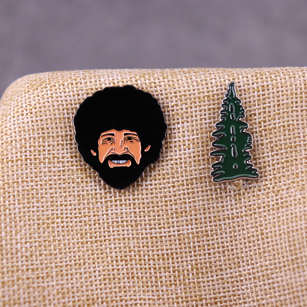 Bob Ross and Happy Tree Enamel Pin Set