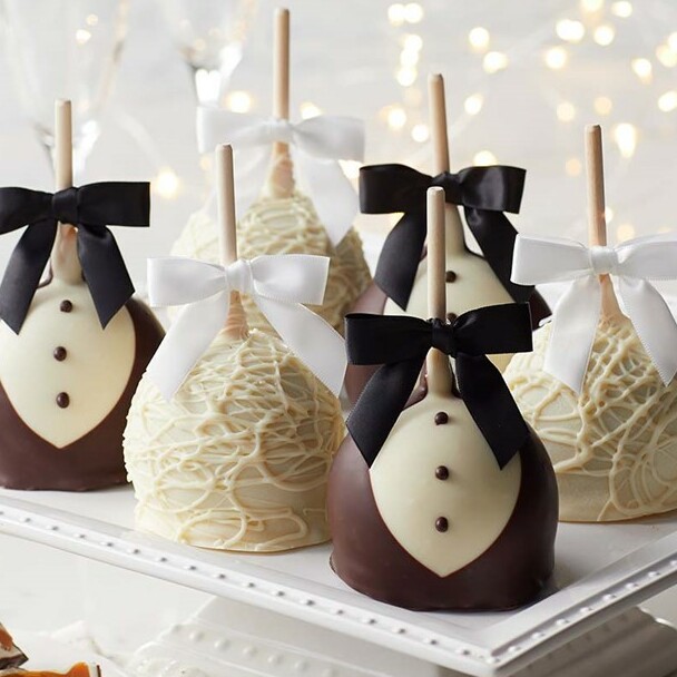 Bride and Groom Petite Caramel Apple 12-Pack