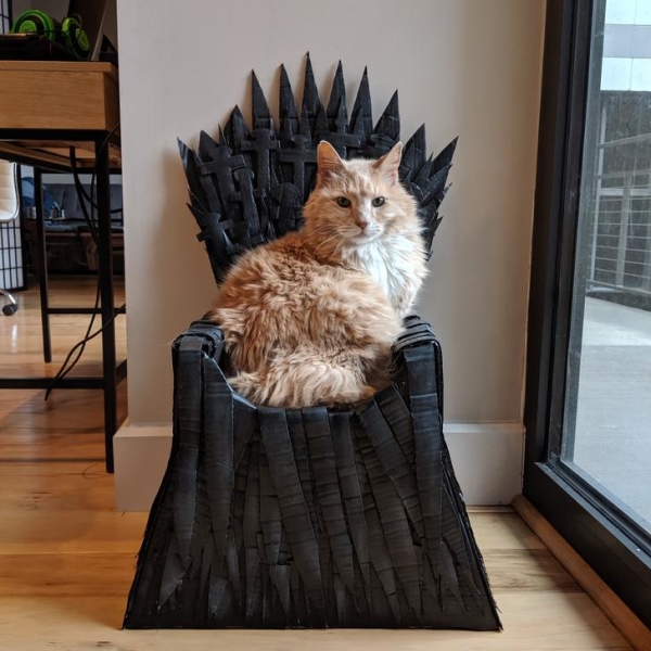 Cardboard Iron Throne Cat Bed