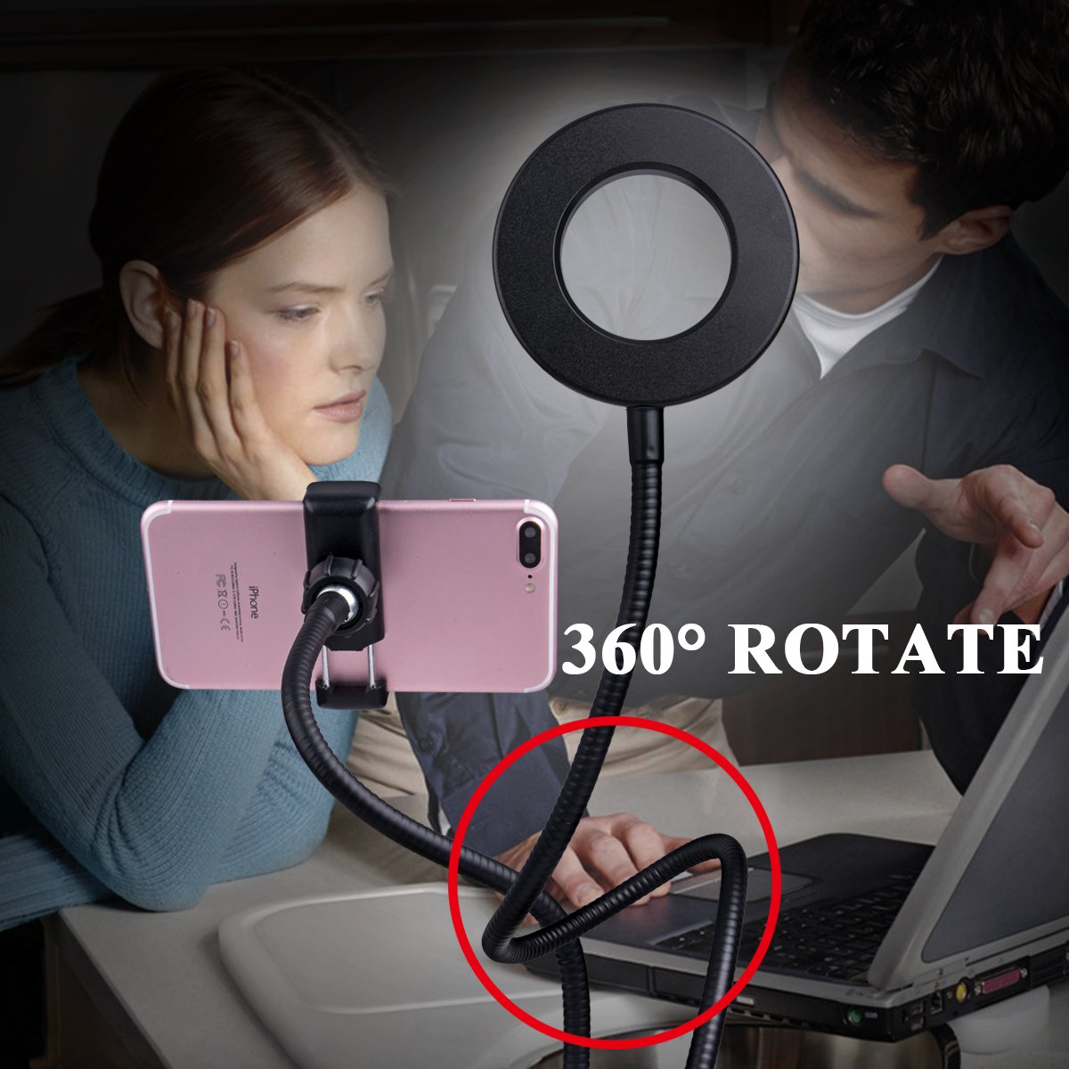 Cell Phone Holder with Selfie Ring Light