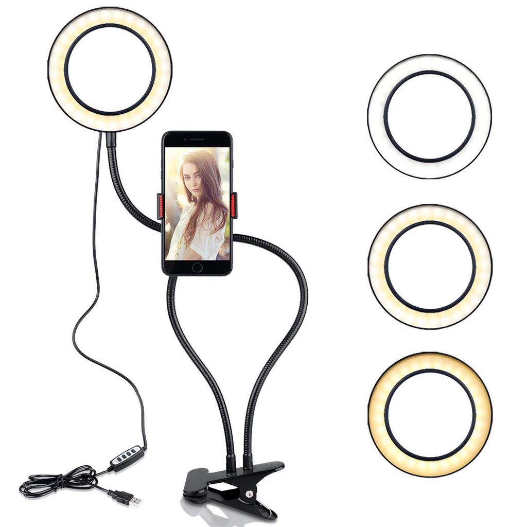 Cell Phone Holder with Selfie Ring Light