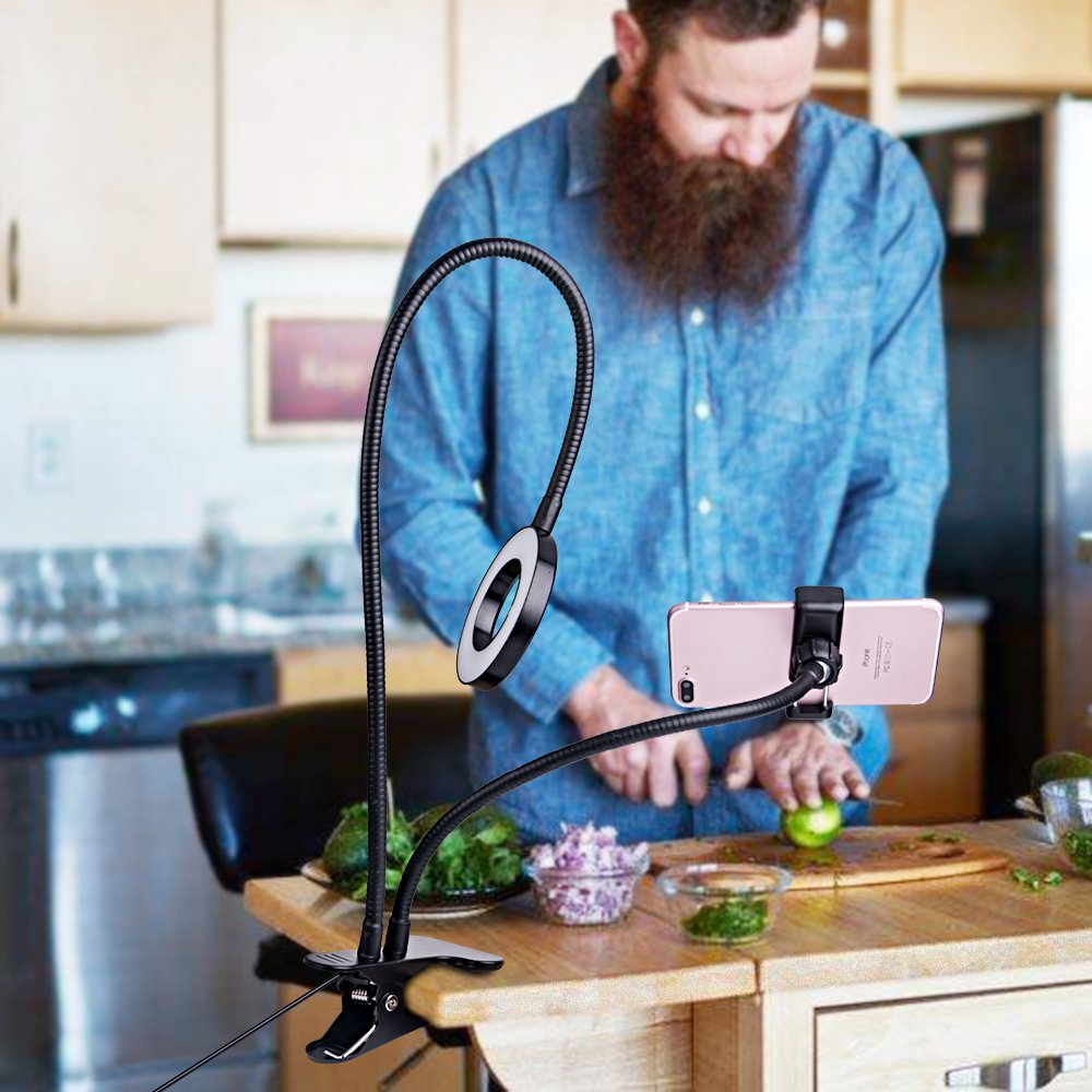 Cell Phone Holder with Selfie Ring Light