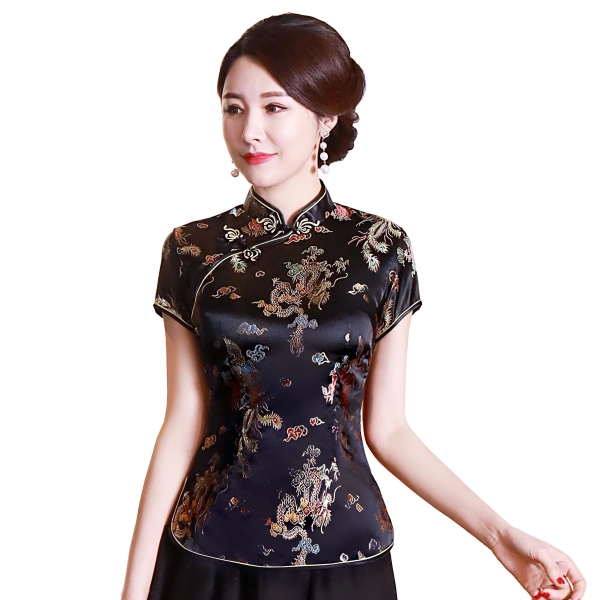 Chinese Cheongsam Short Sleeve Blouse