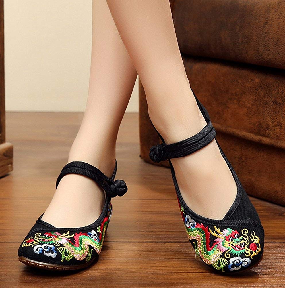Chinese Traditional Dragon Embroidery Flats 