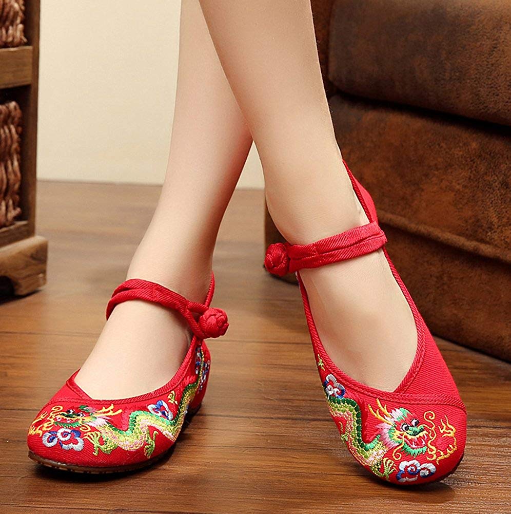 Chinese Traditional Dragon Embroidery Flats 