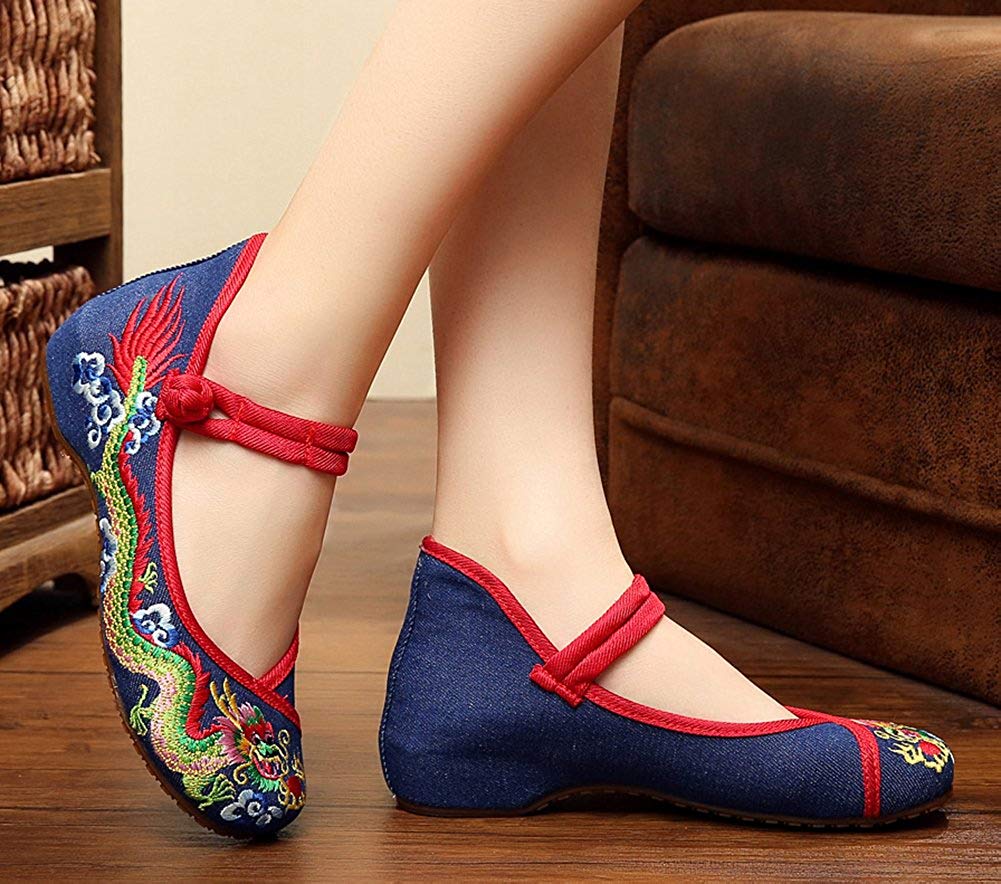 Chinese Traditional Dragon Embroidery Flats 