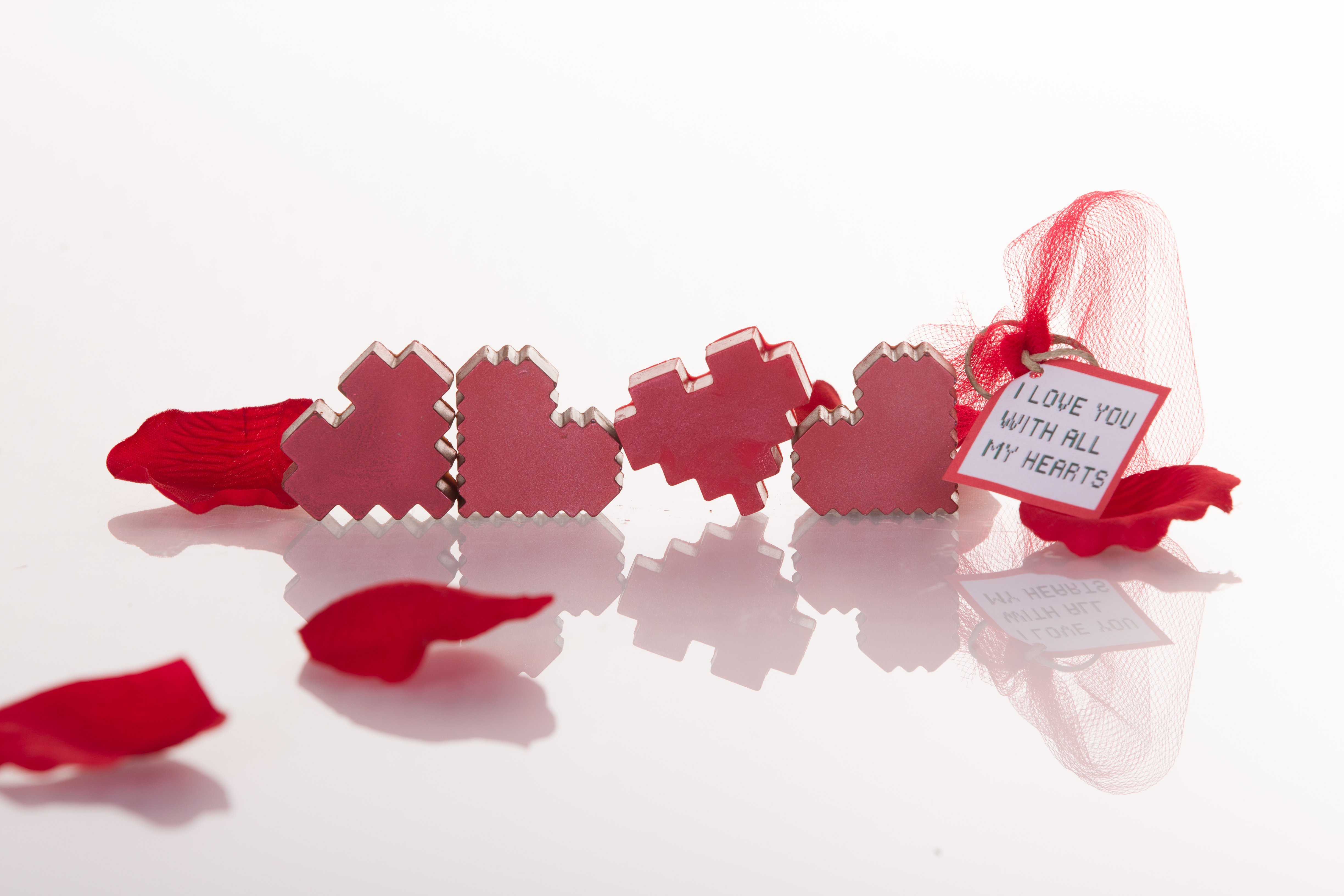 Chocolate Pixelated Hearts