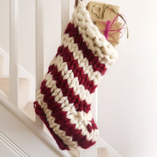 Chunky Knit Striped Christmas Stocking