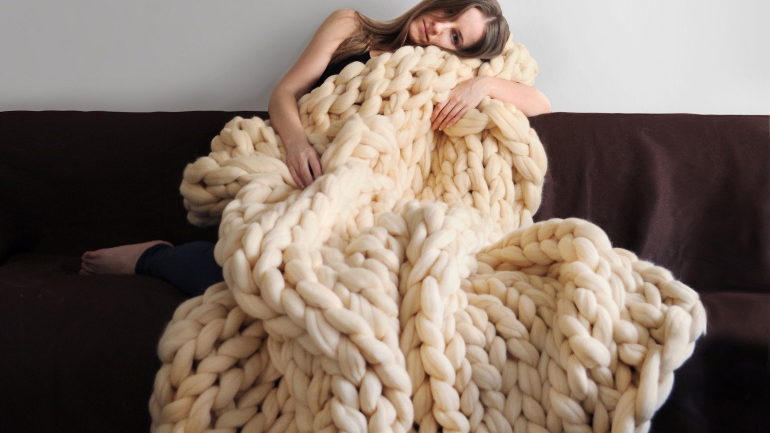 Chunky Knitted Wool Blanket