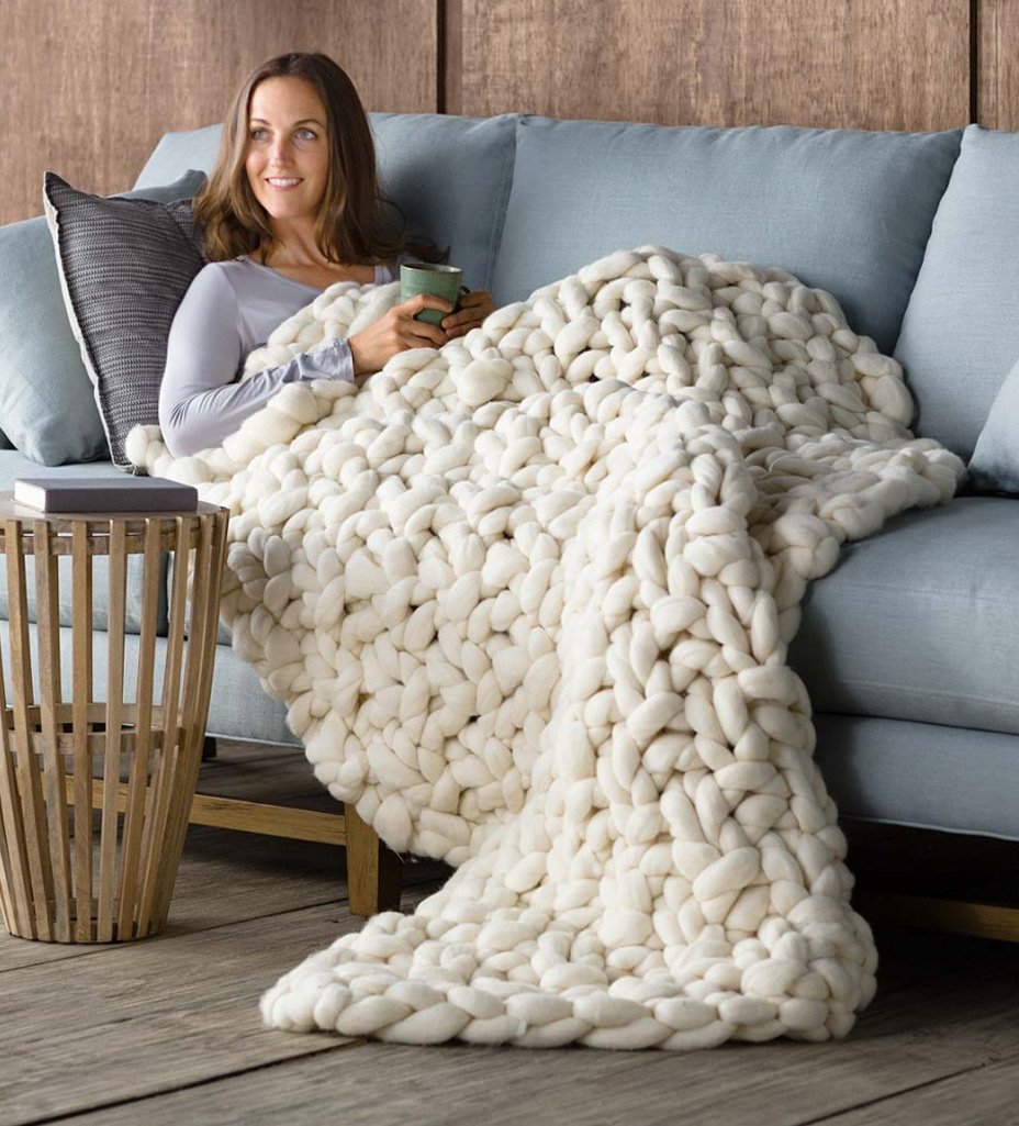 Chunky Knitted Wool Blanket