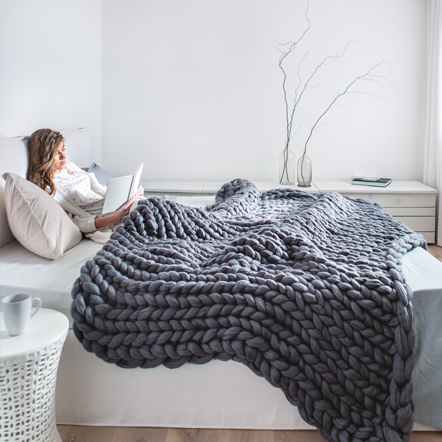 Chunky Knitted Wool Blanket