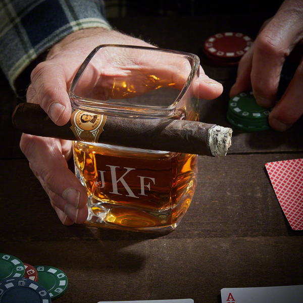 Cigar Holding Whiskey Glass